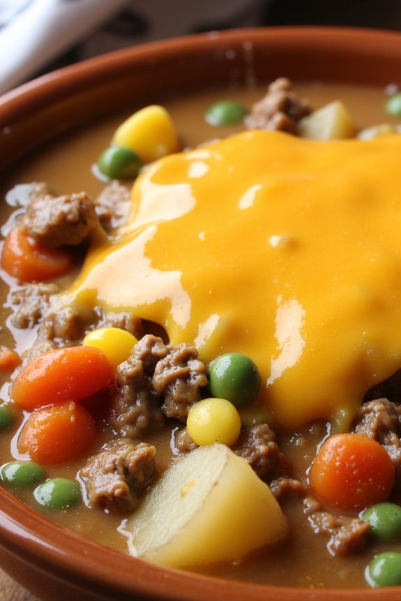 cheesy beef potato comfort stew