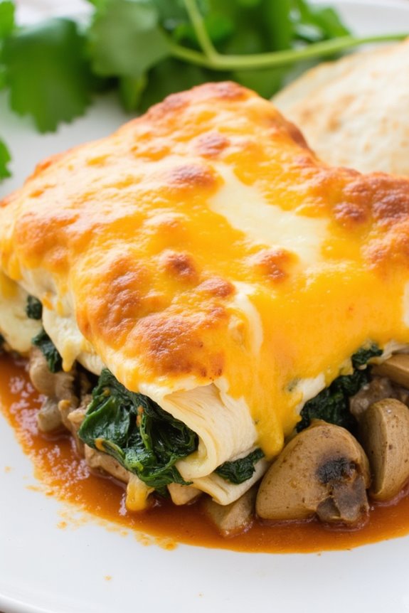 cheesy spinach mushroom enchiladas
