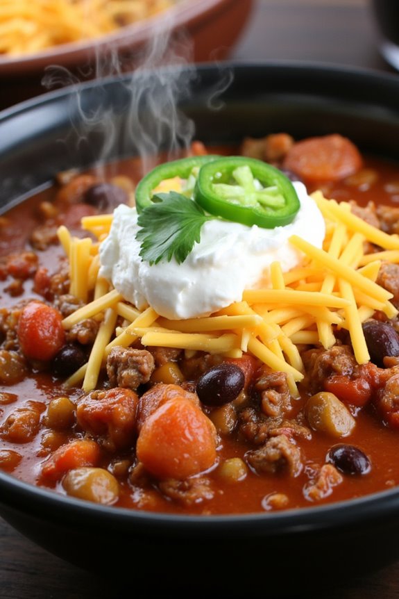comforting hearty slow cooked chili