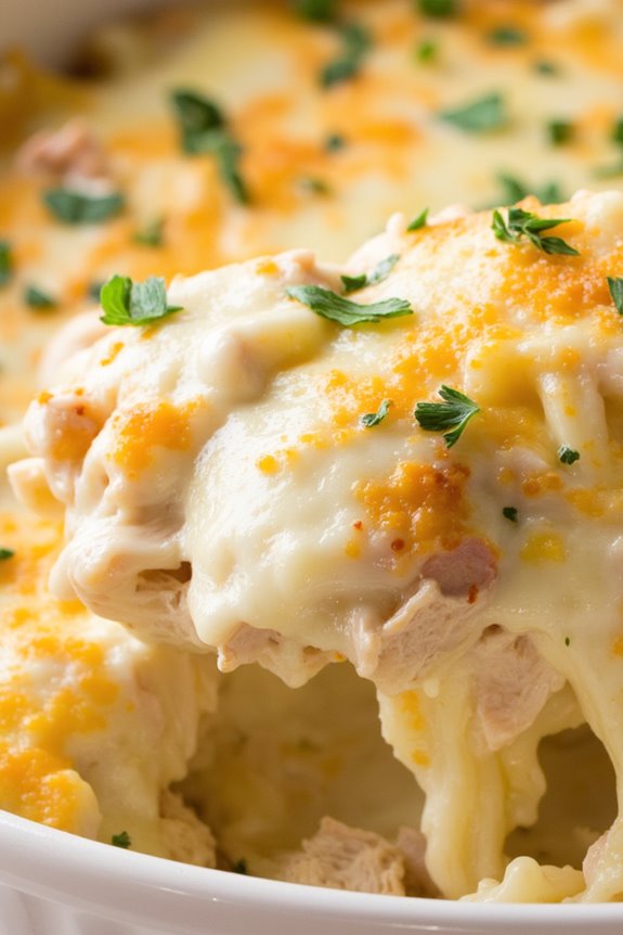 creamy chicken alfredo casserole