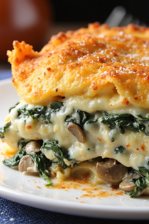 creamy spinach mushroom lasagna