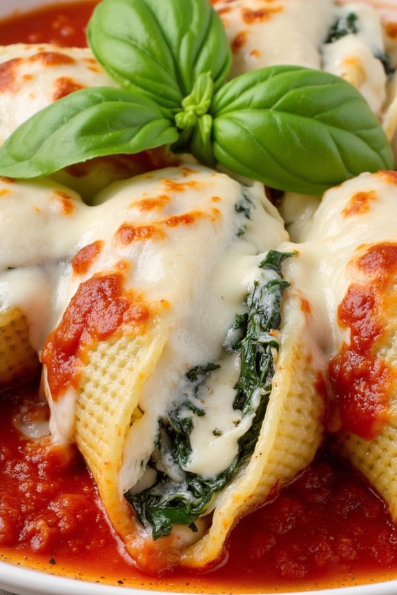 creamy spinach ricotta shells