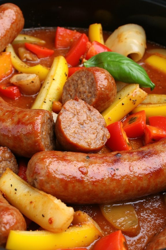 crockpot sausage and peppers