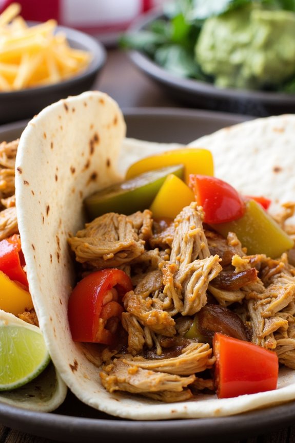 effortless slow cooked chicken fajitas
