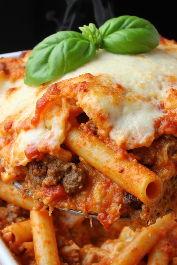 hearty baked ziti casserole
