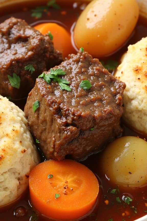 hearty beef stew with dumplings