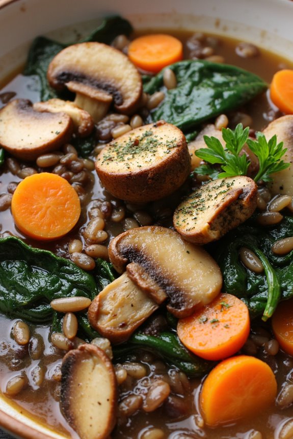 hearty mushroom wild rice stew