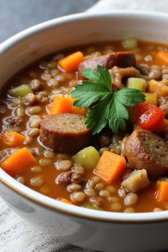 hearty sausage lentil soup