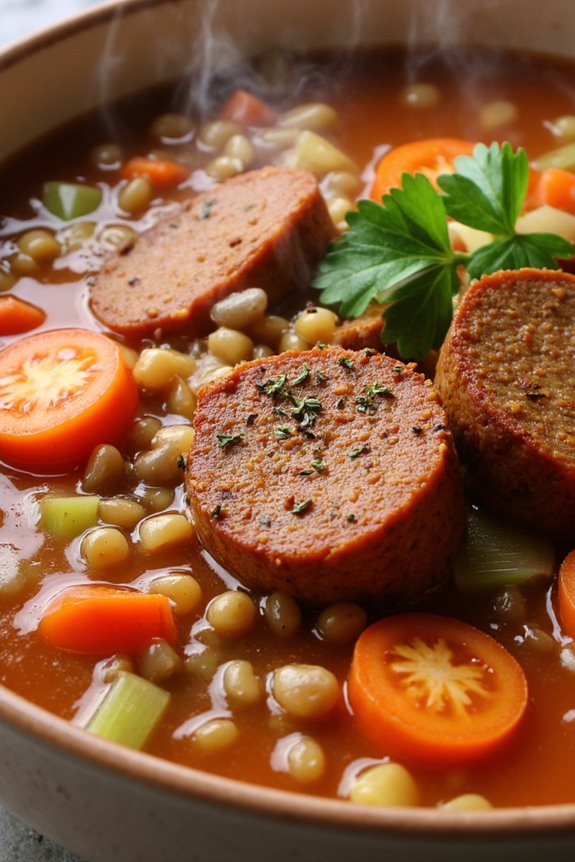 hearty sausage lentil soup