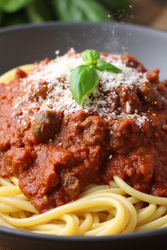 hearty slow cooked bolognese sauce