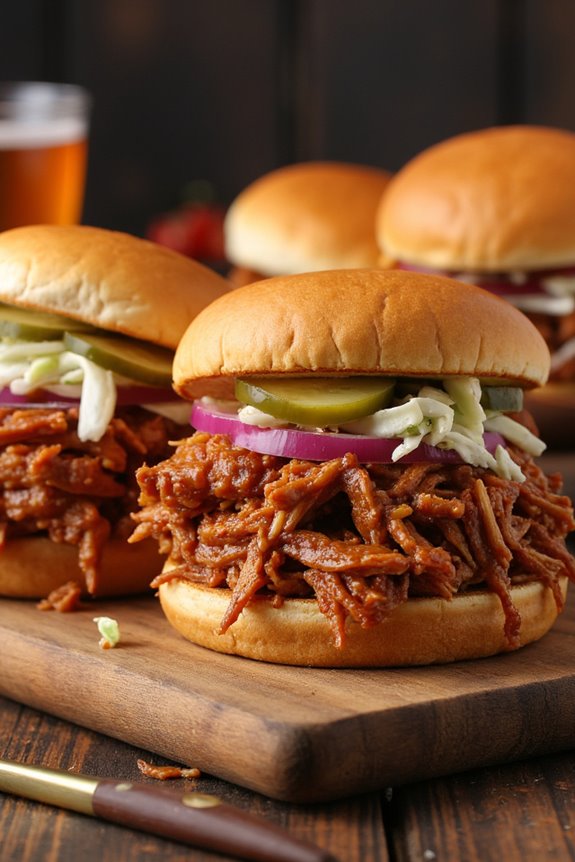 hearty slow cooked pork sandwiches