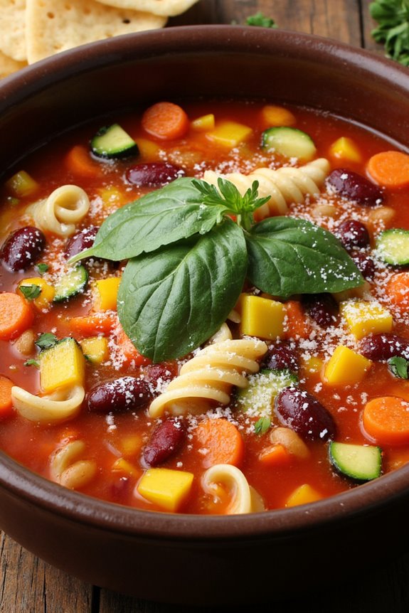 hearty veggie packed minestrone soup