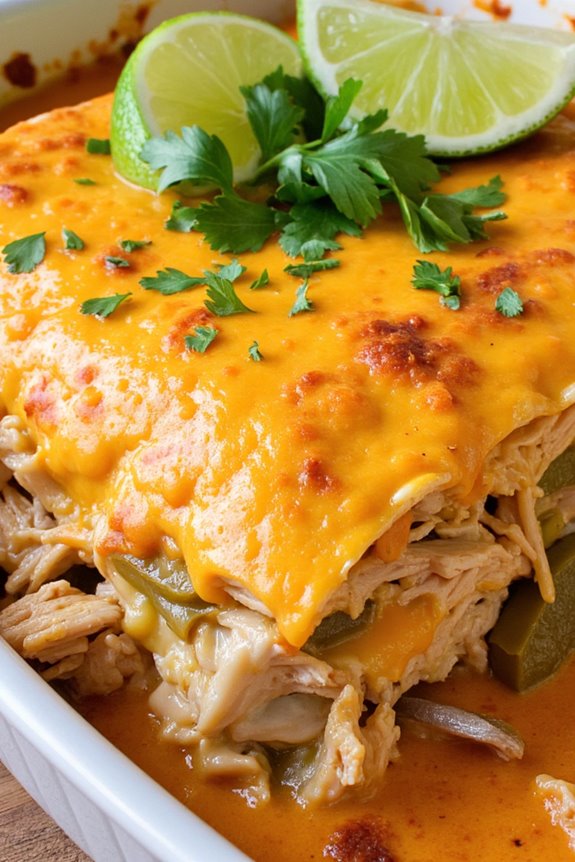 layered chicken enchilada casserole