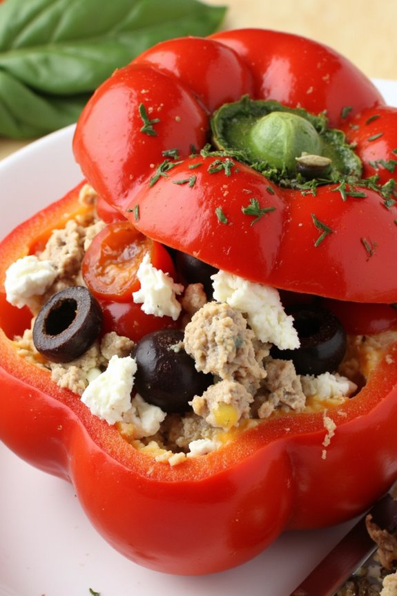 mediterranean turkey stuffed peppers