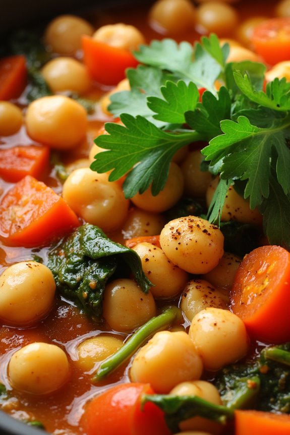 nourishing chickpea spinach stew