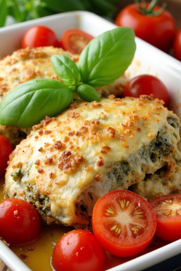 pesto chicken tomato casserole