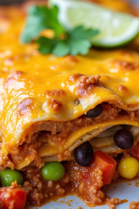 savory vegetarian enchilada casserole