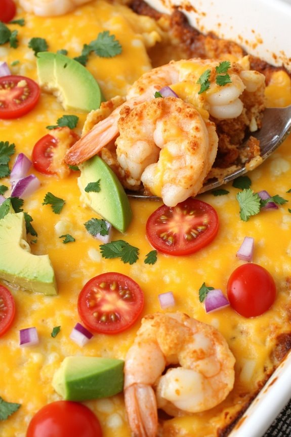 shrimp avocado taco casserole