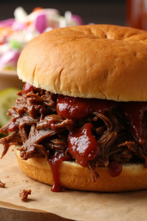 slow cooked bbq beef sandwiches