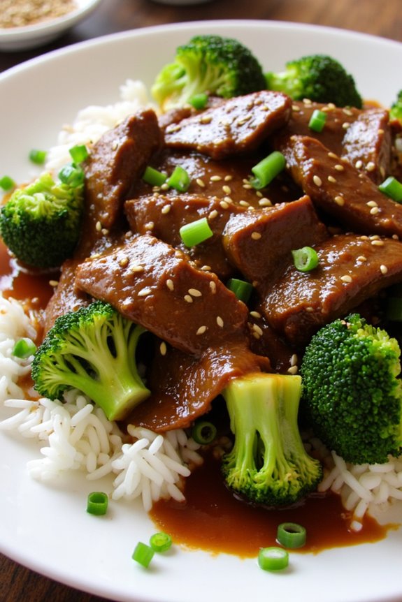 slow cooked beef and broccoli
