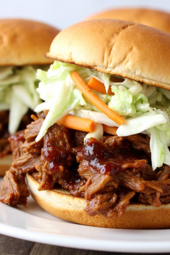 slow cooked pulled pork sandwiches