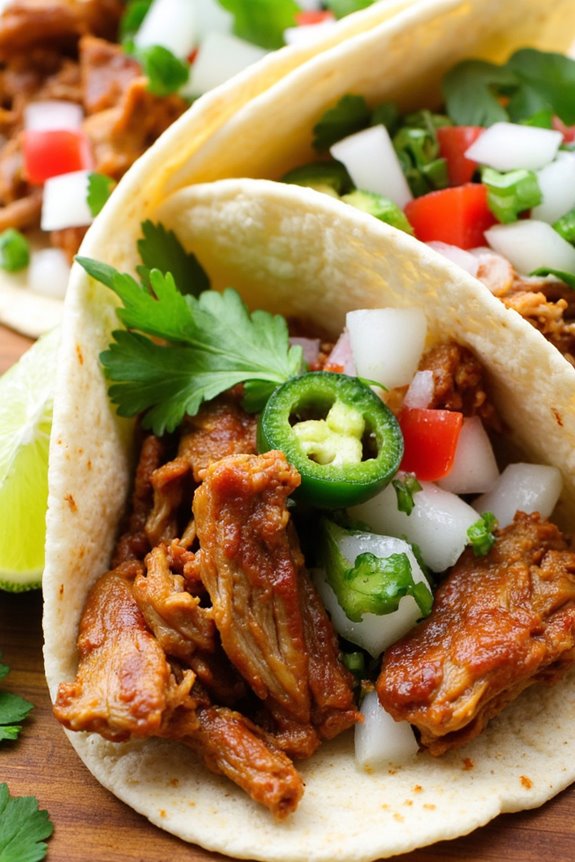 slow cooked spicy pork tacos