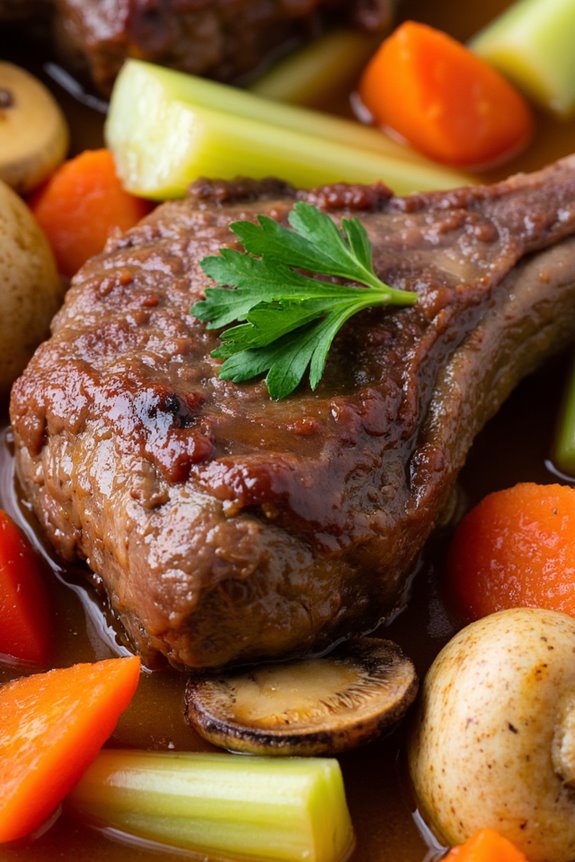 slow cooked tender lamb shanks