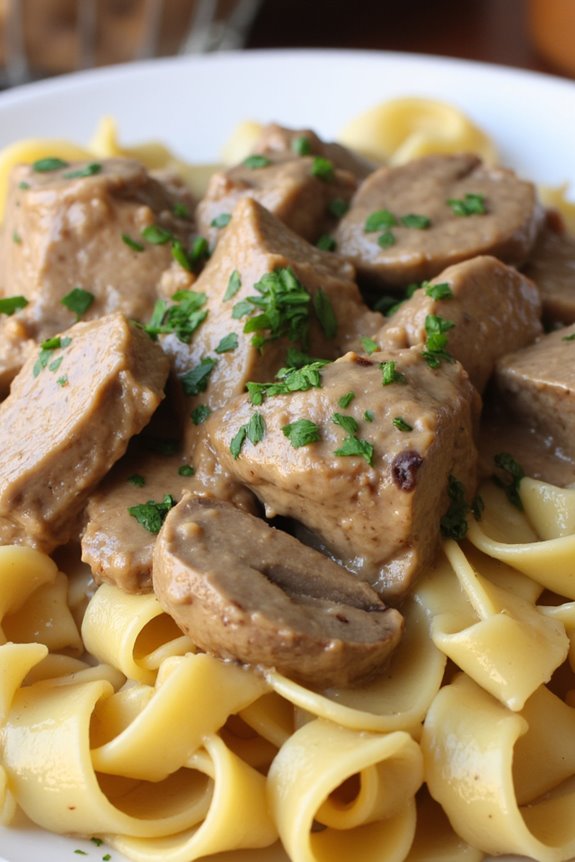 slow cooker creamy stroganoff