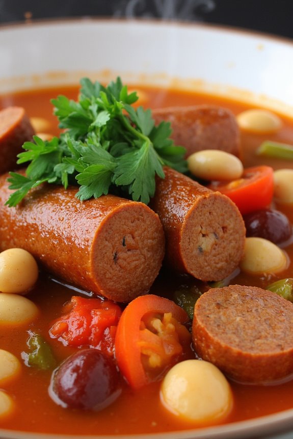 spicy sausage bean stew