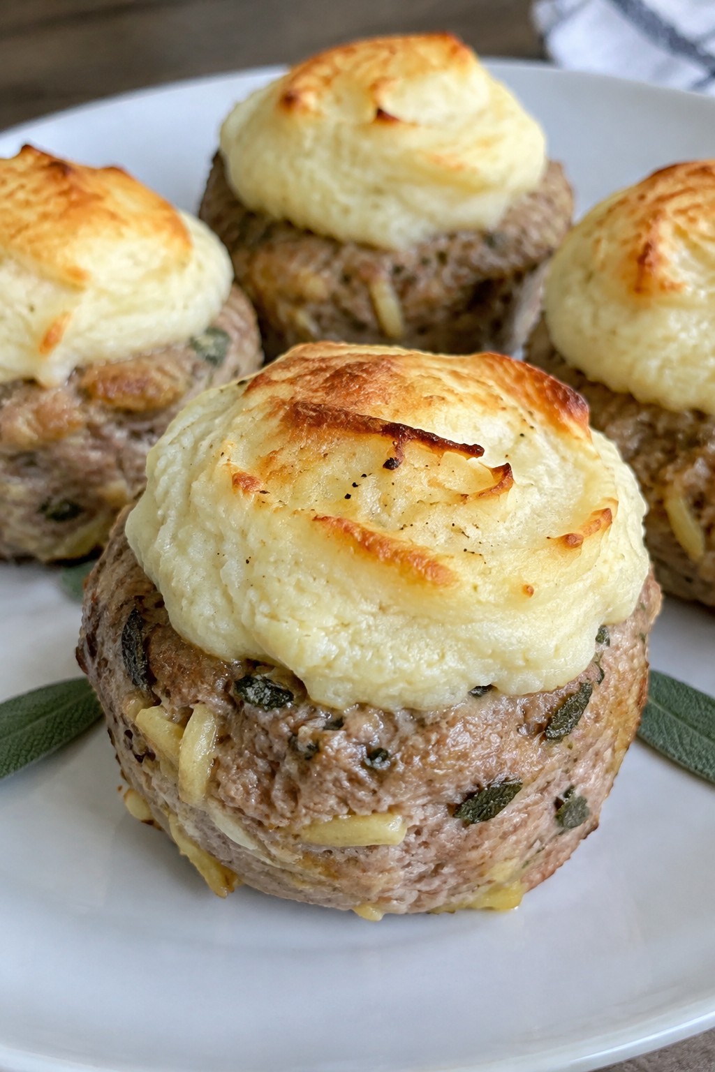 Apple Sage Pork Mini Meatloaves with Mashed Potato Topping