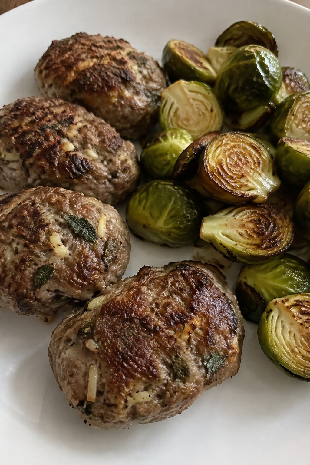 Apple-Sage Pork Mini Meatloaves with Roasted Brussels Sprouts