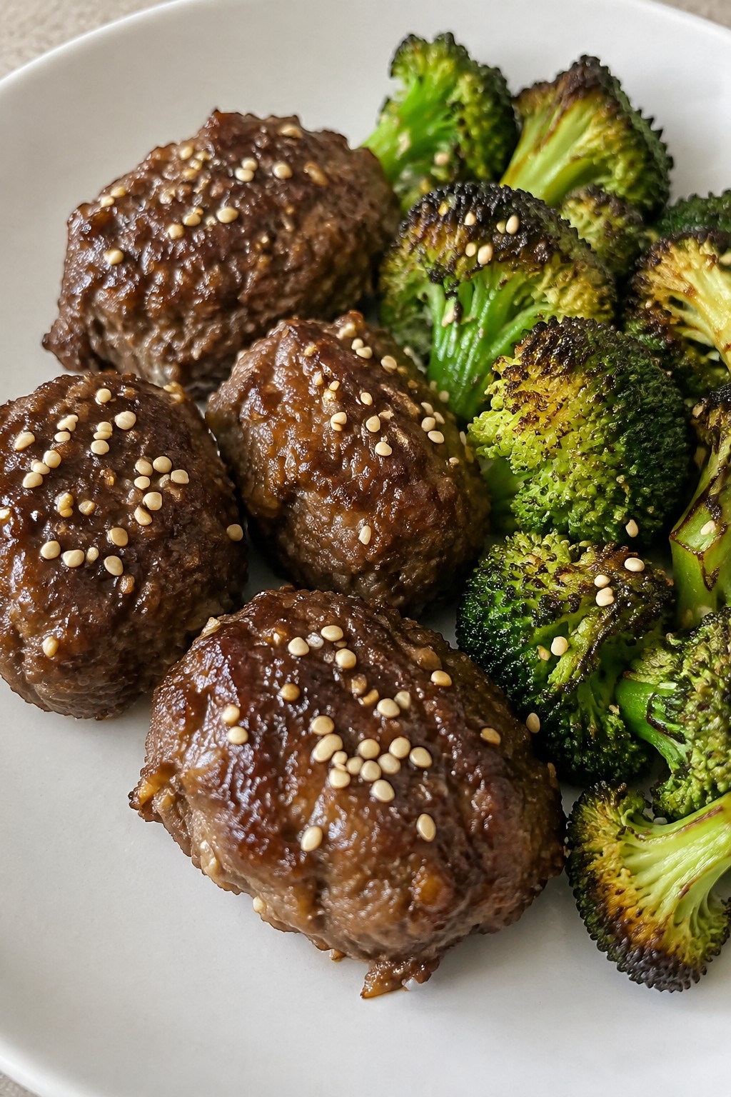 Asian Ginger-Sesame Mini Meatloaves with Roasted Broccoli