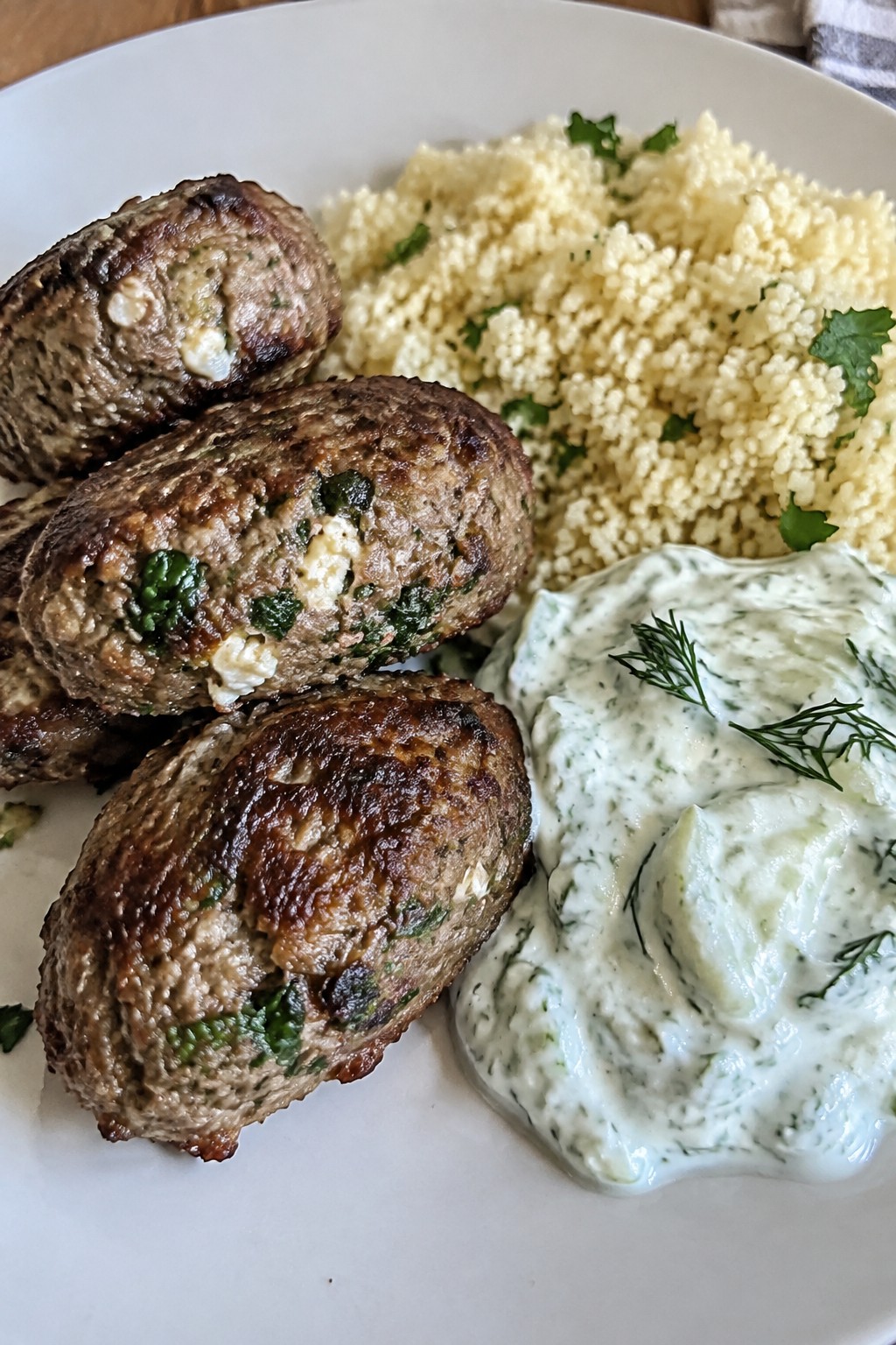 Mediterranean Lamb Mini Meatloaves with Tzatziki and Couscous