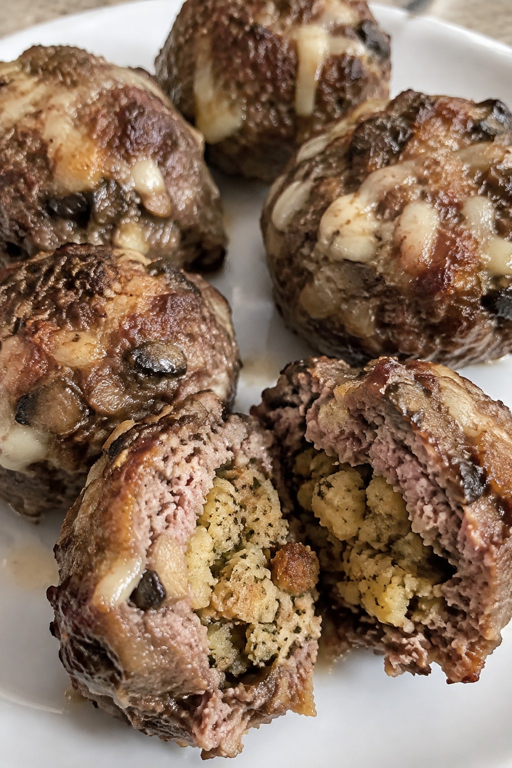 Mushroom and Swiss Mini Meatloafs Stuffed with Stove Top Stuffing