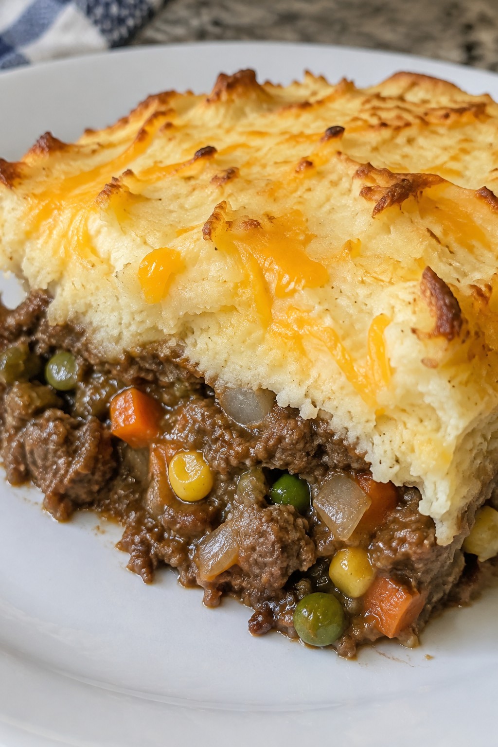 Meatloaf Shepherd's Pie with Cheddar Mashed Potatoes