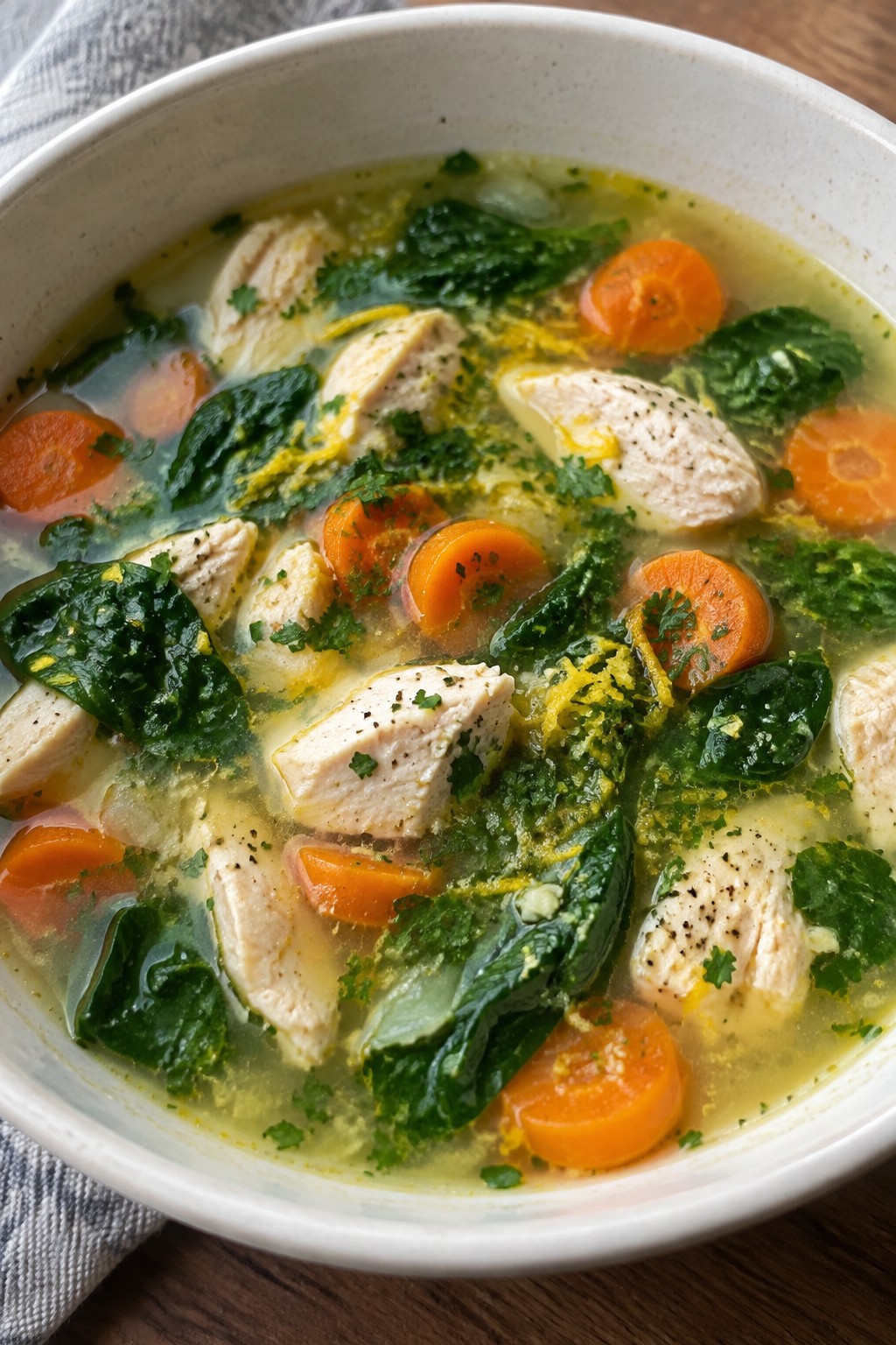 Lemon Chicken Spinach Soup