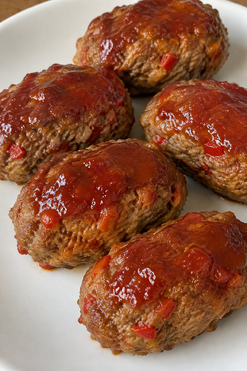 Roasted Red Pepper and Paprika Mini Meatloafs with Ketchup Glaze