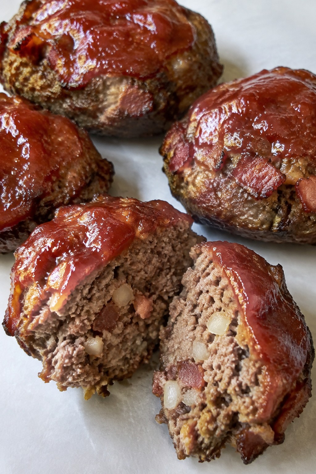 Smoky Bacon and Onion Mini Meatloafs with Ketchup Glaze