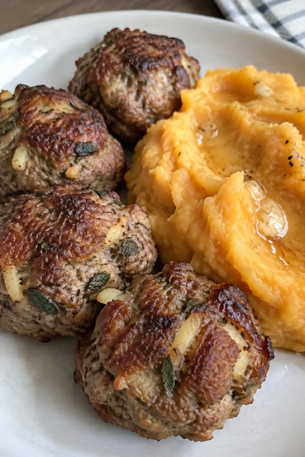 Apple Sage Pork Mini Meatloaves with Maple Butternut Mash