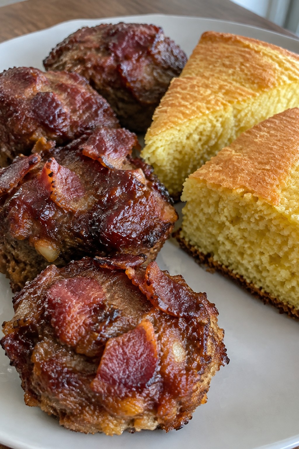 Bacon BBQ Mini Meatloaves with Skillet Cornbread