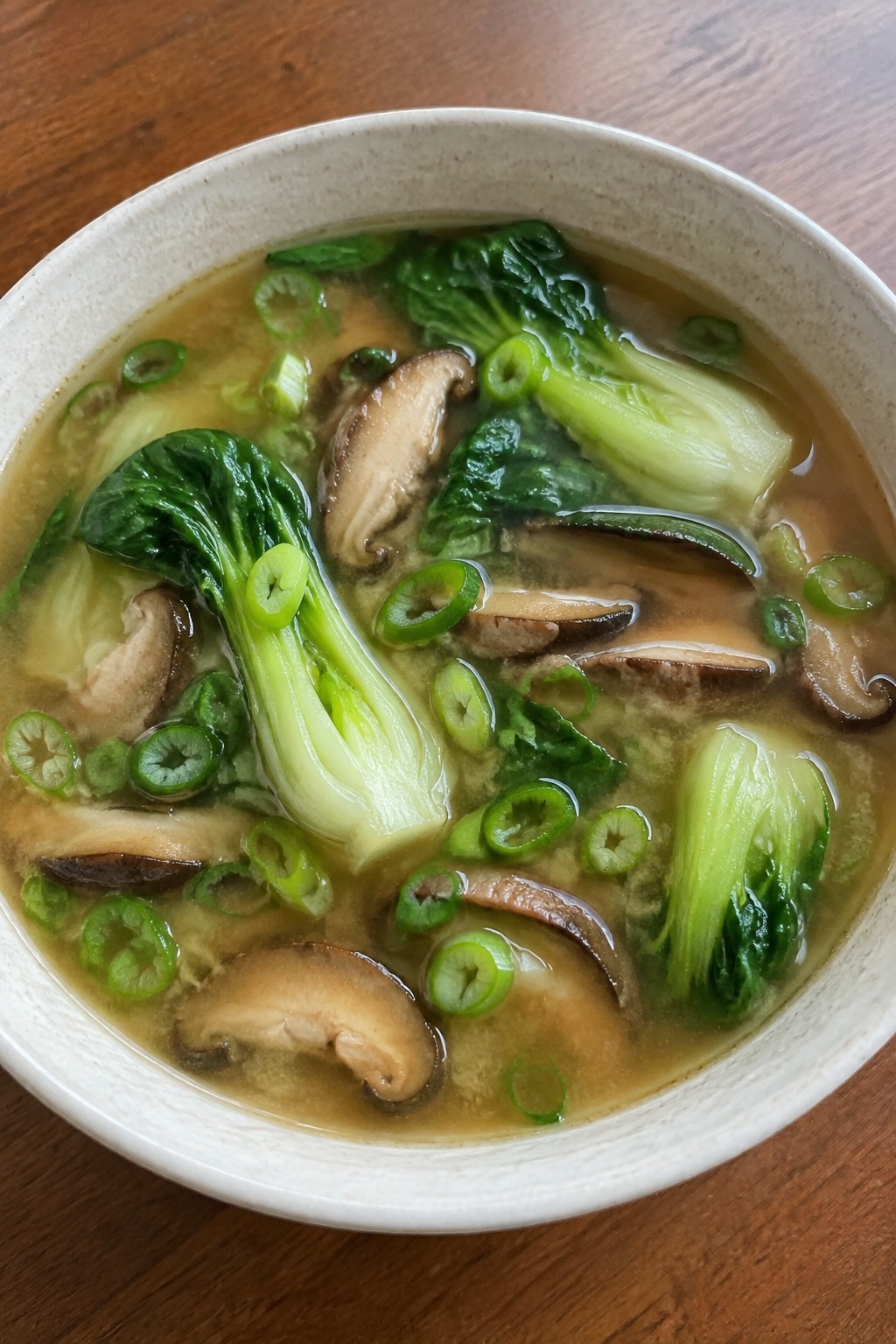 Ginger Miso Mushroom and Bok Choy Soup
