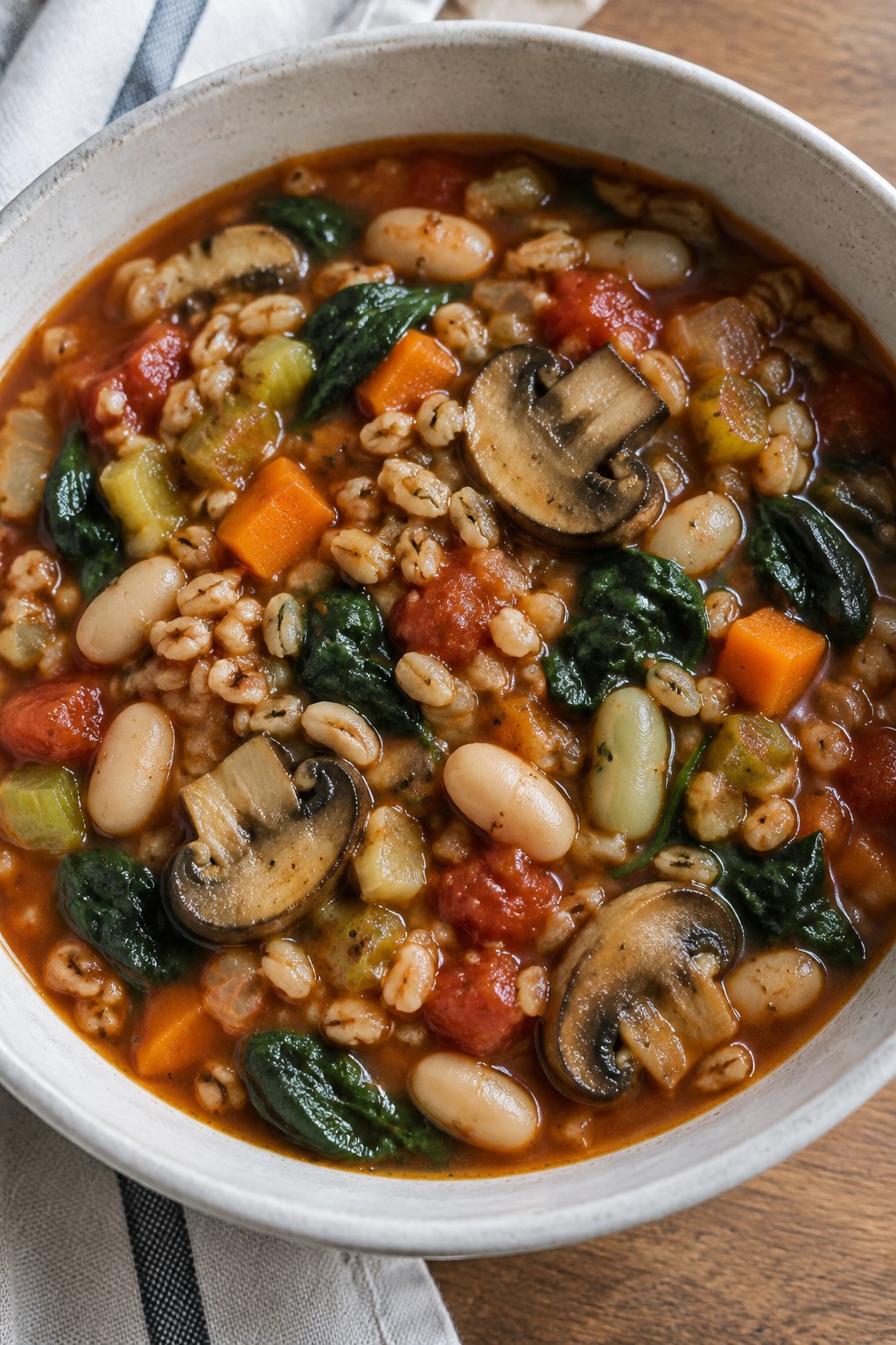 Farro Mushroom Minestrone with White Beans