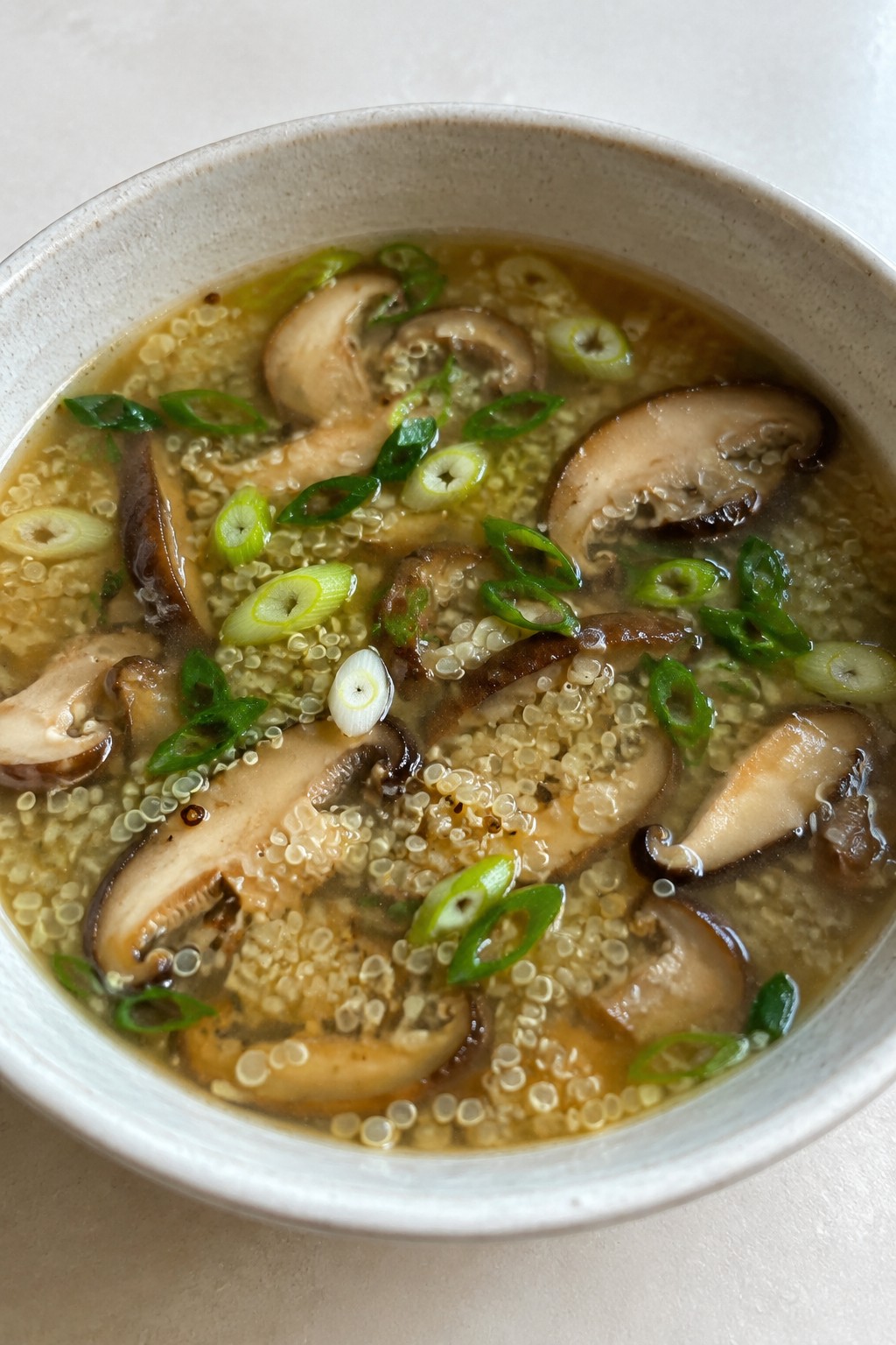 Shiitake Miso Quinoa Soup with Scallions