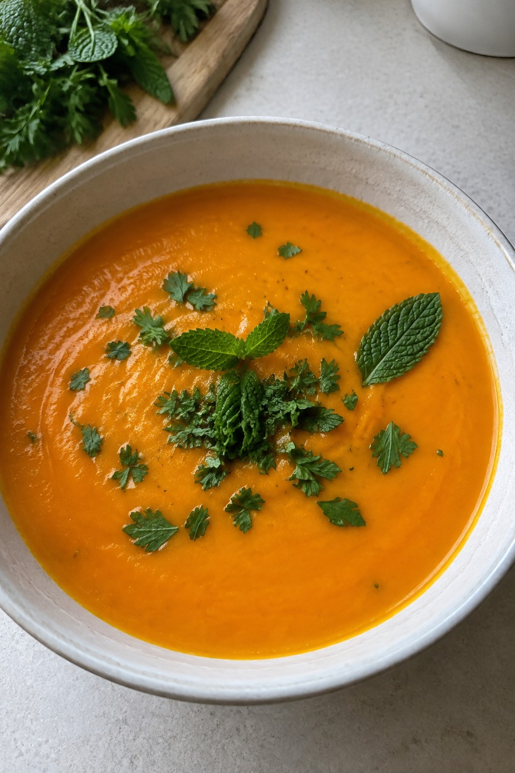 Ginger Carrot Soup with Fresh Herbs