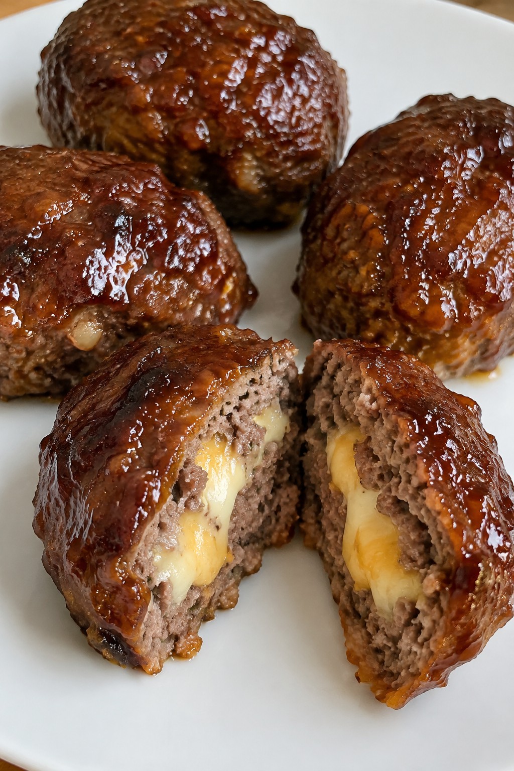 Mini Venison Meatloafs with Apple Cider BBQ Glaze and Smoked Gouda