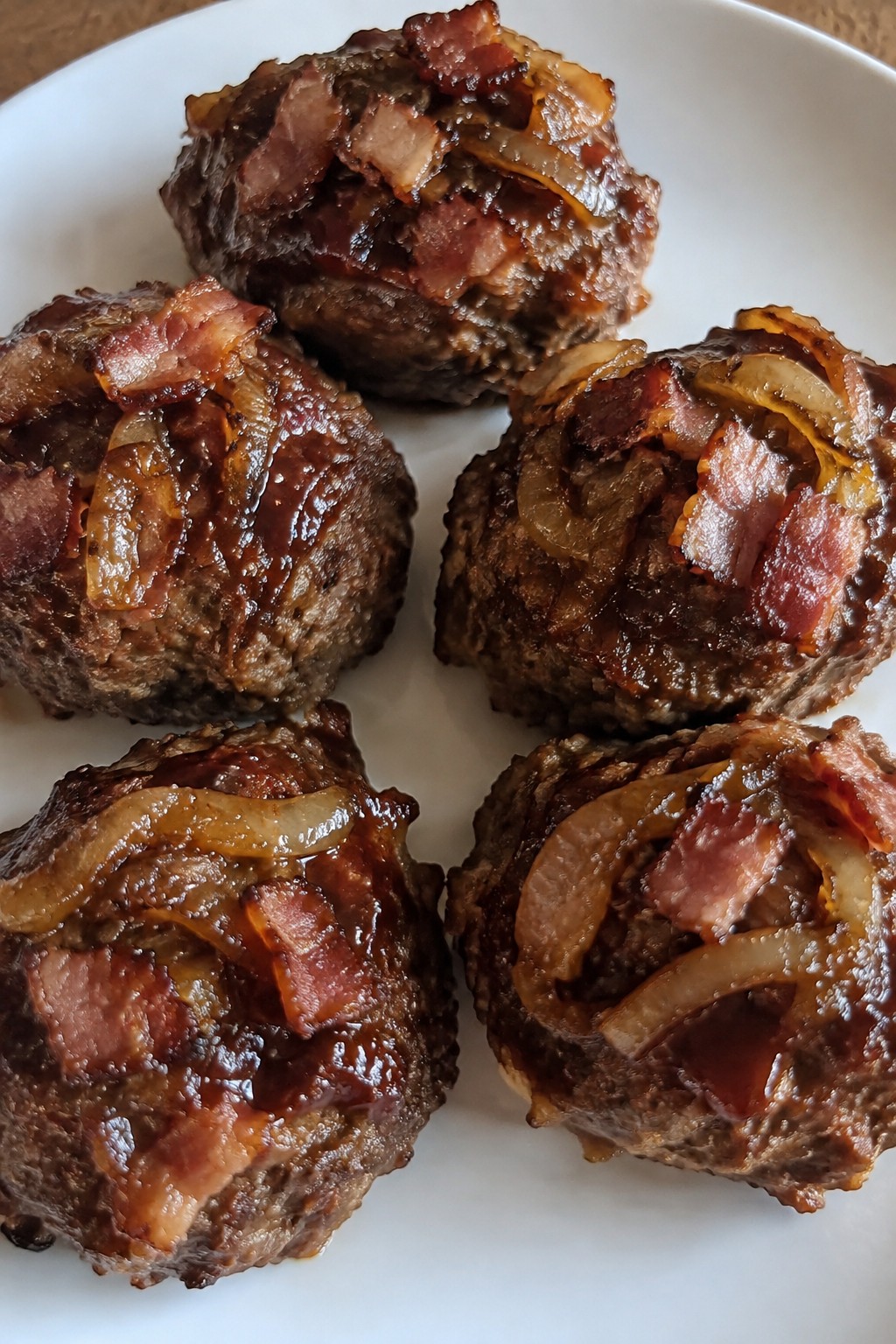 Mini BBQ Bacon Meatloaves with Caramelized Onions
