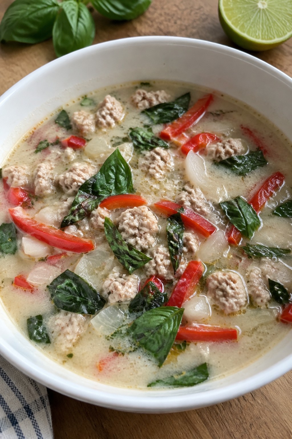 Thai Basil Turkey Coconut Broth Soup