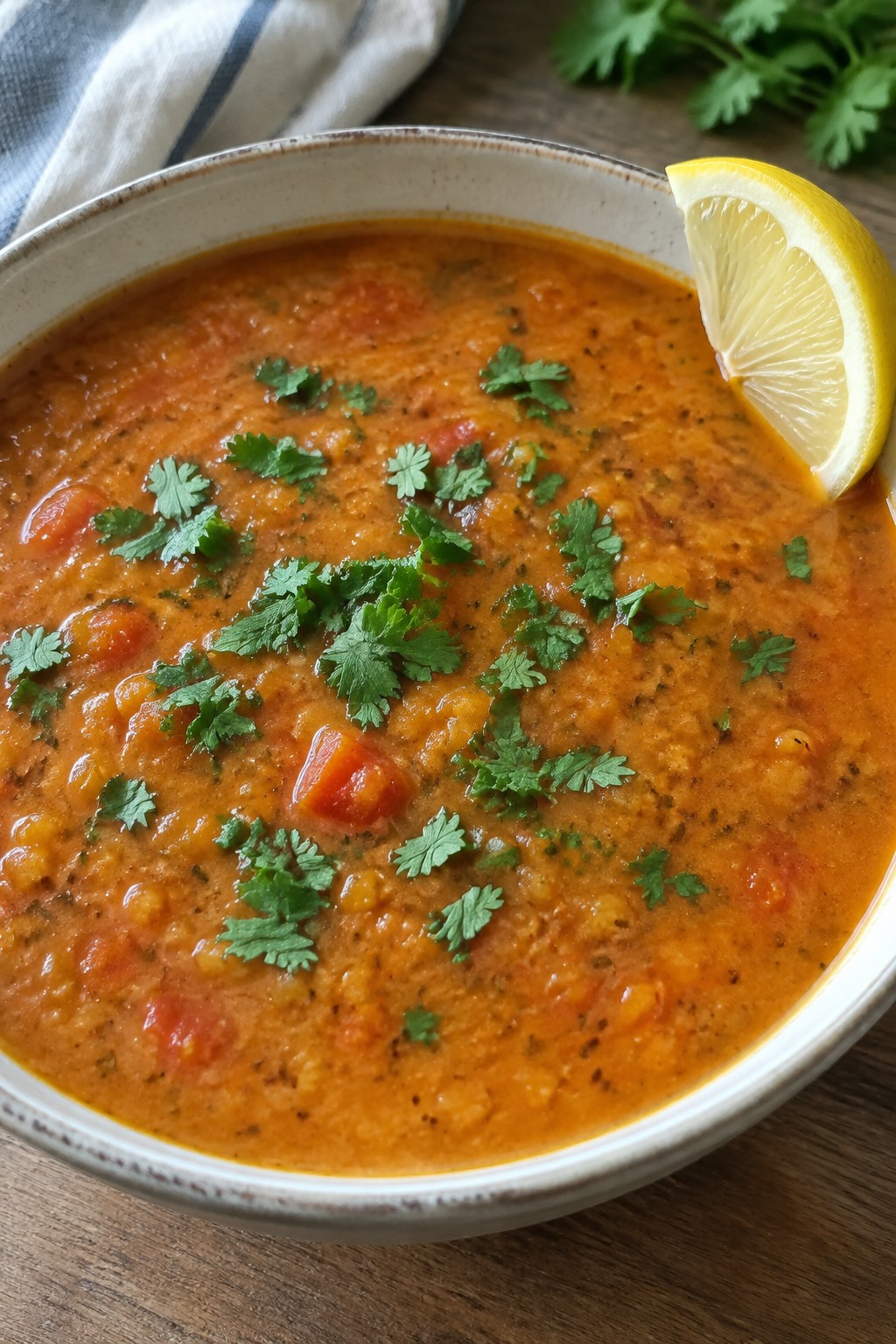 Indian Spiced Red Lentil Tomato Soup