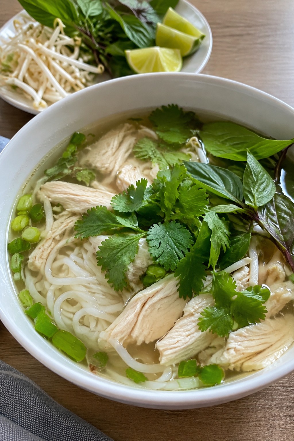 Vietnamese Chicken Pho with Rice Noodles