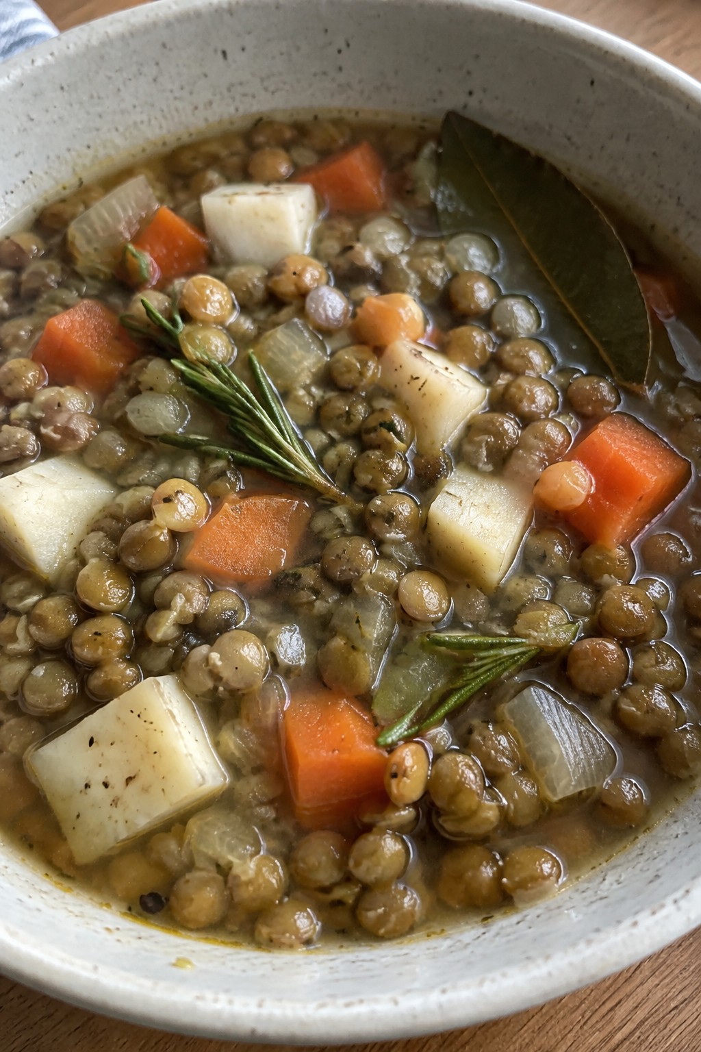 French-Style Lentil Soup with Rosemary and Celery Root